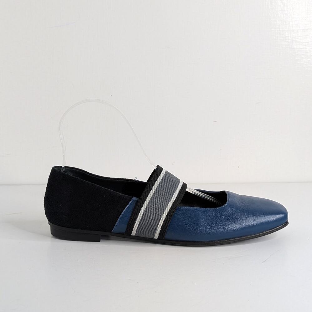 M. Gemi Ballare Mary Jane Flats 39 Blue Leather Black Suede Made in Italy 8.5 - Picture 9 of 12